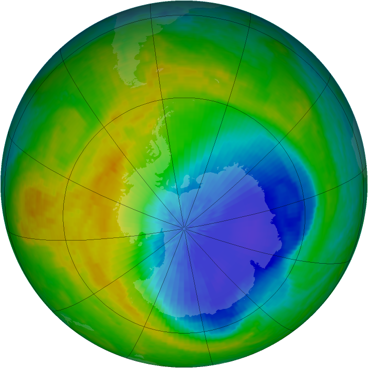 Antarctic ozone map for 23 October 2004
